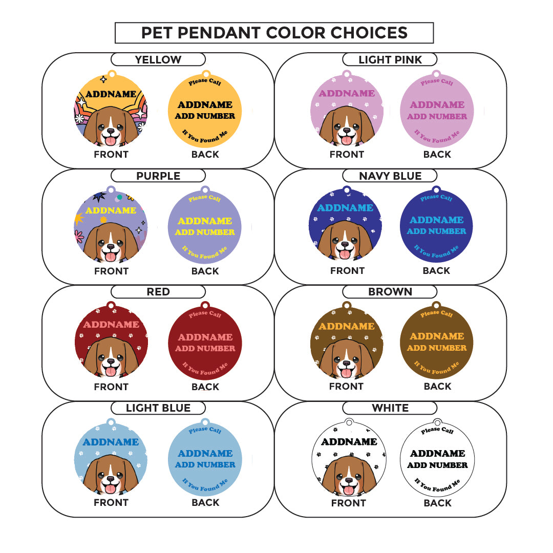 Paw Print Series - Beagle Medium Dog Pet Pendant with Collar