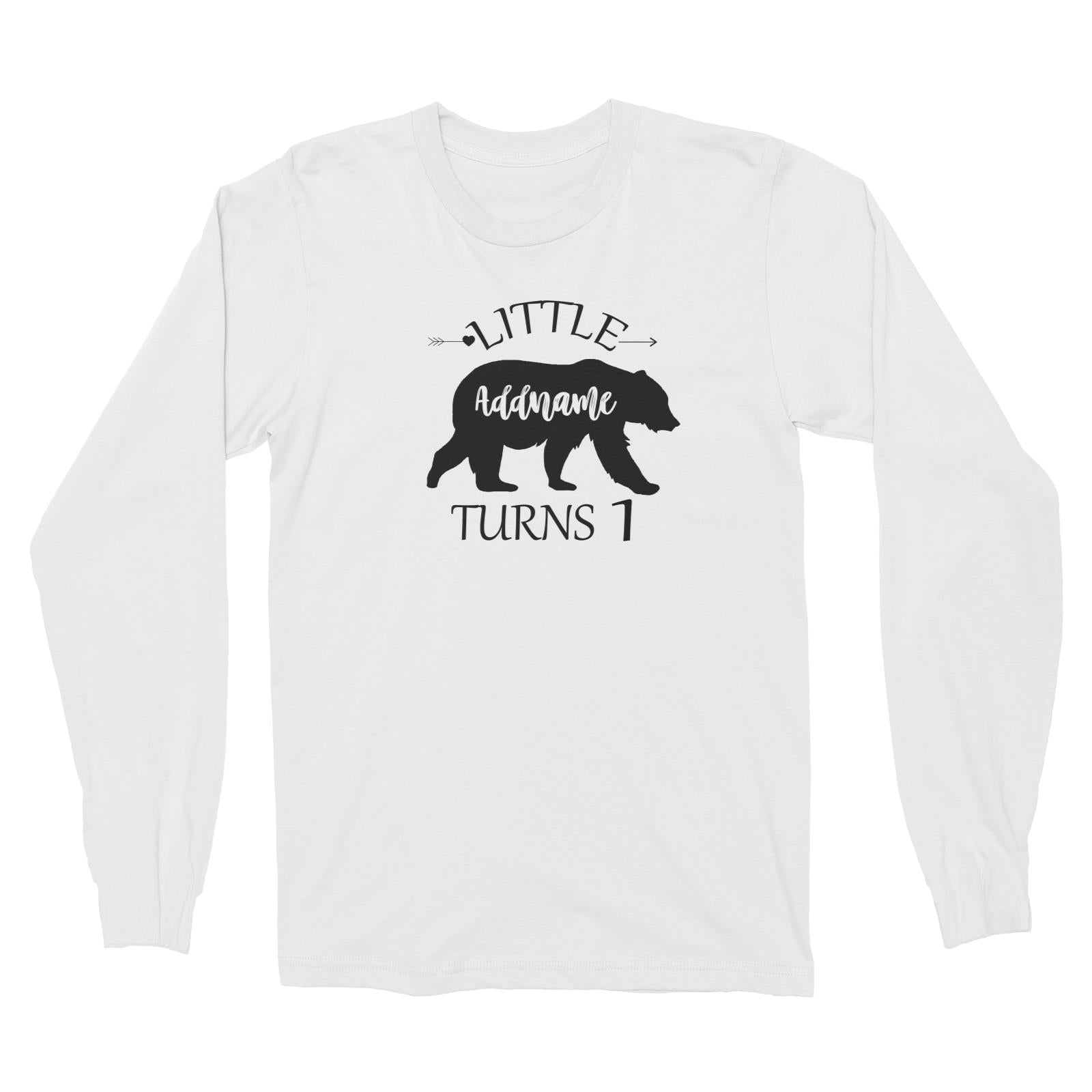 Little Bear Silhouette Birthday Theme Personalizable with Name and Number Long Sleeve Unisex T-Shirt