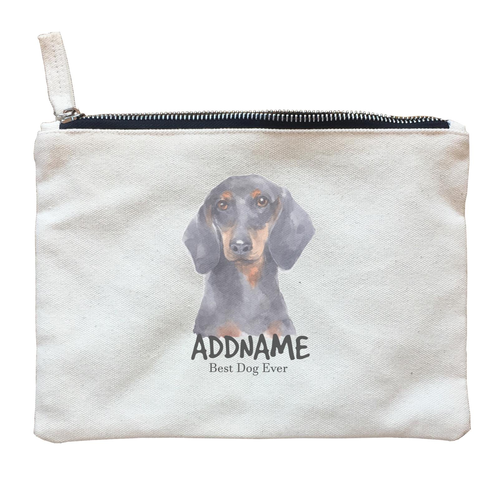 Watercolor Dog Dachshund Best Dog Ever Addname Zipper Pouch