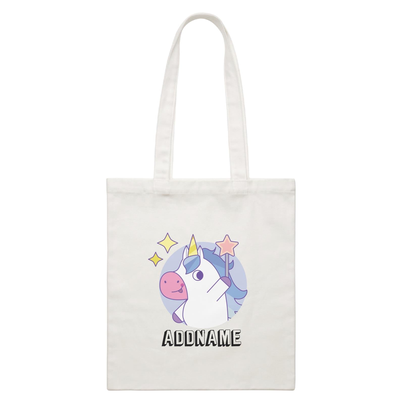 Birthday Unicorn Boy With Magic Wand Addname White Canvas Bag