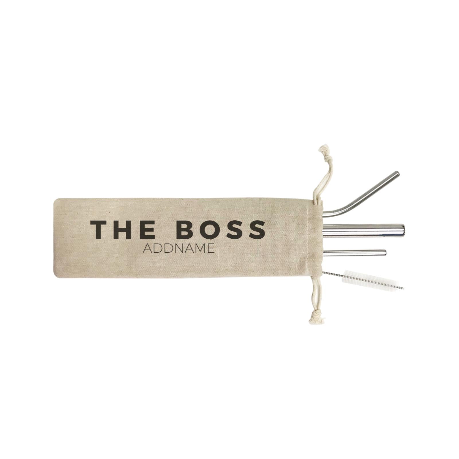 The Boss Addname SB 4-In-1 Stainless Steel Straw Set in Satchel