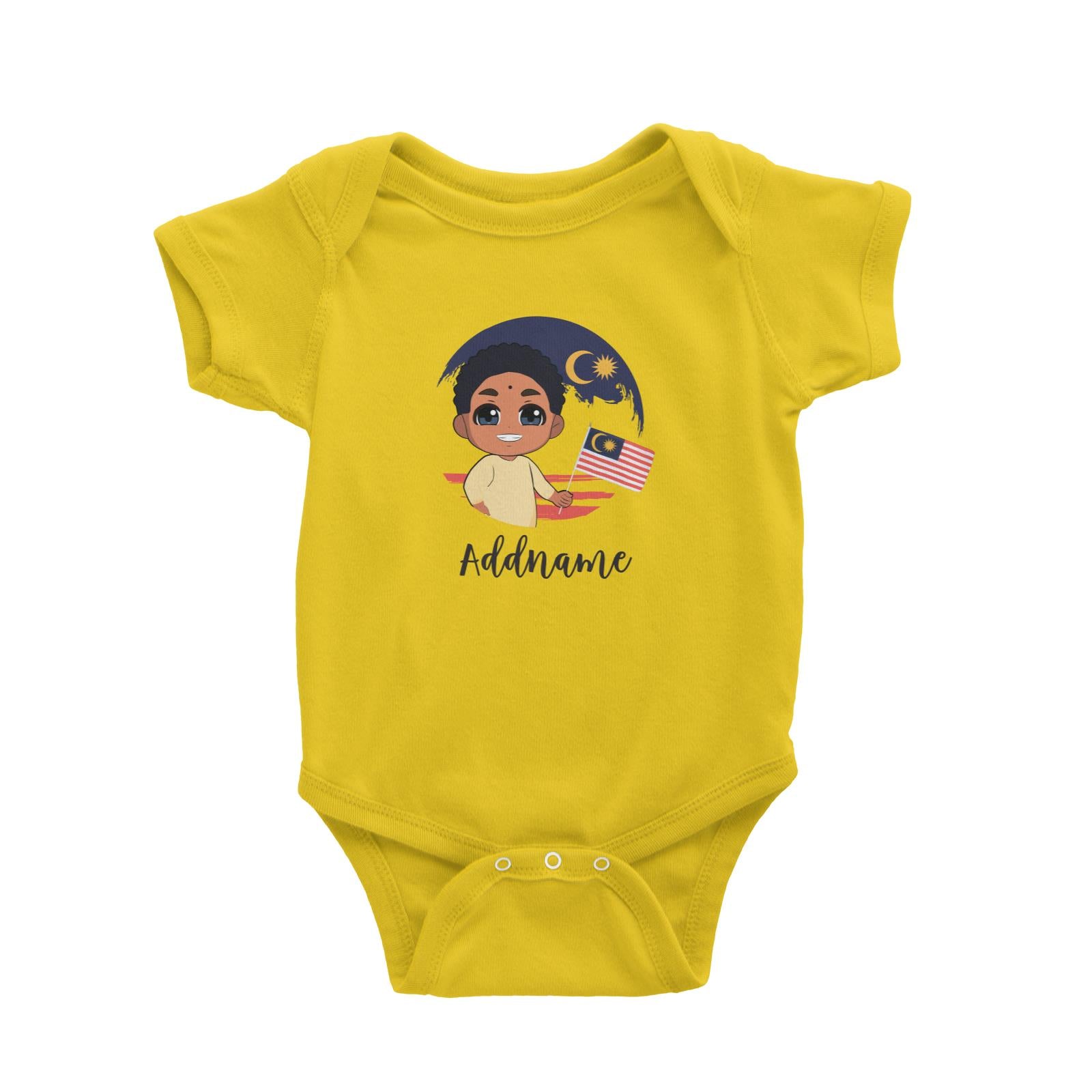 Merdeka Series Round Flag Indian Boy Addname Baby Romper