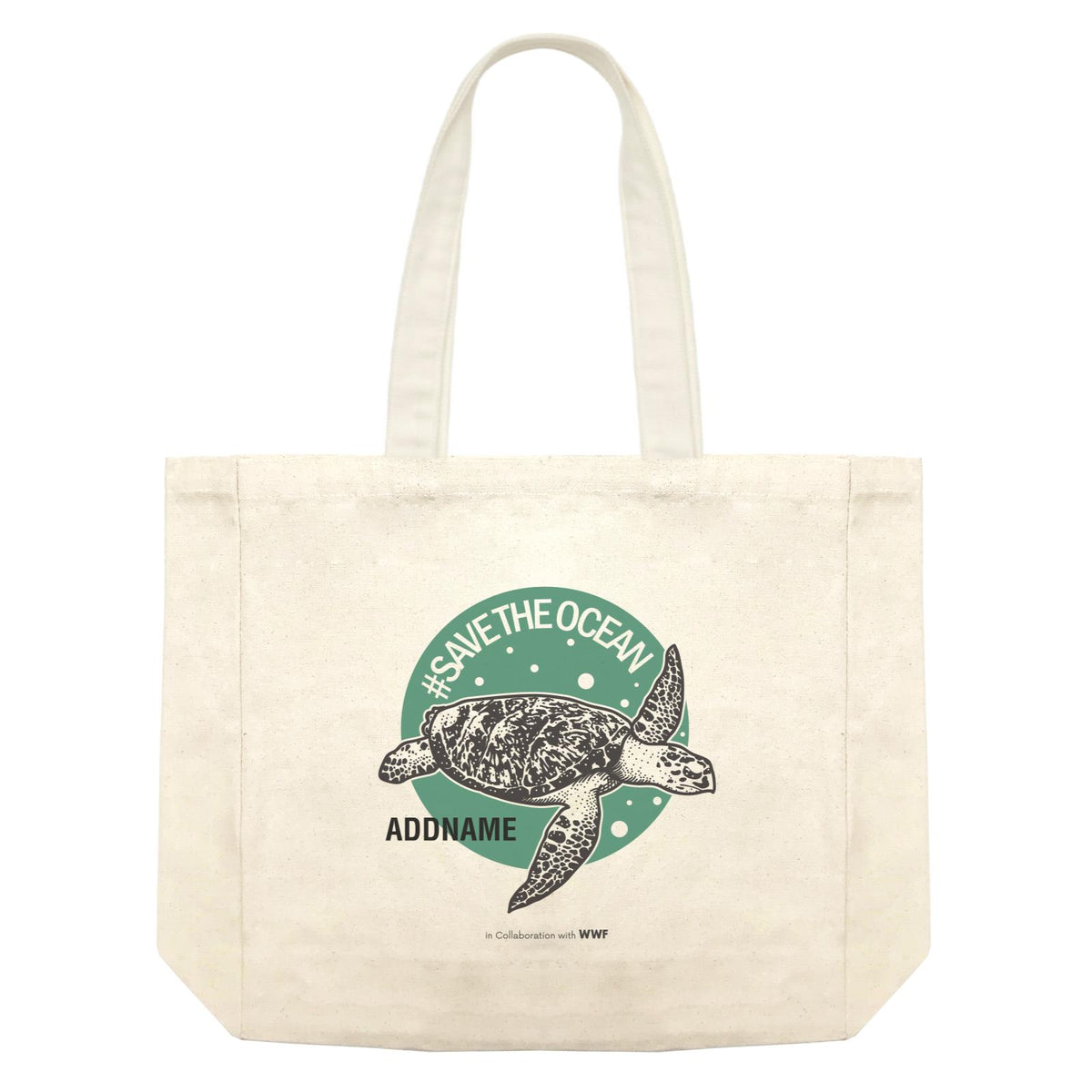 Hashtag Save the Ocean with Turtle Addname Shopping Bag