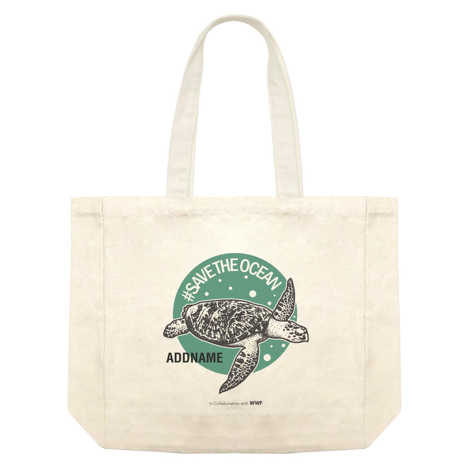 Hashtag Save the Ocean with Turtle Addname Shopping Bag