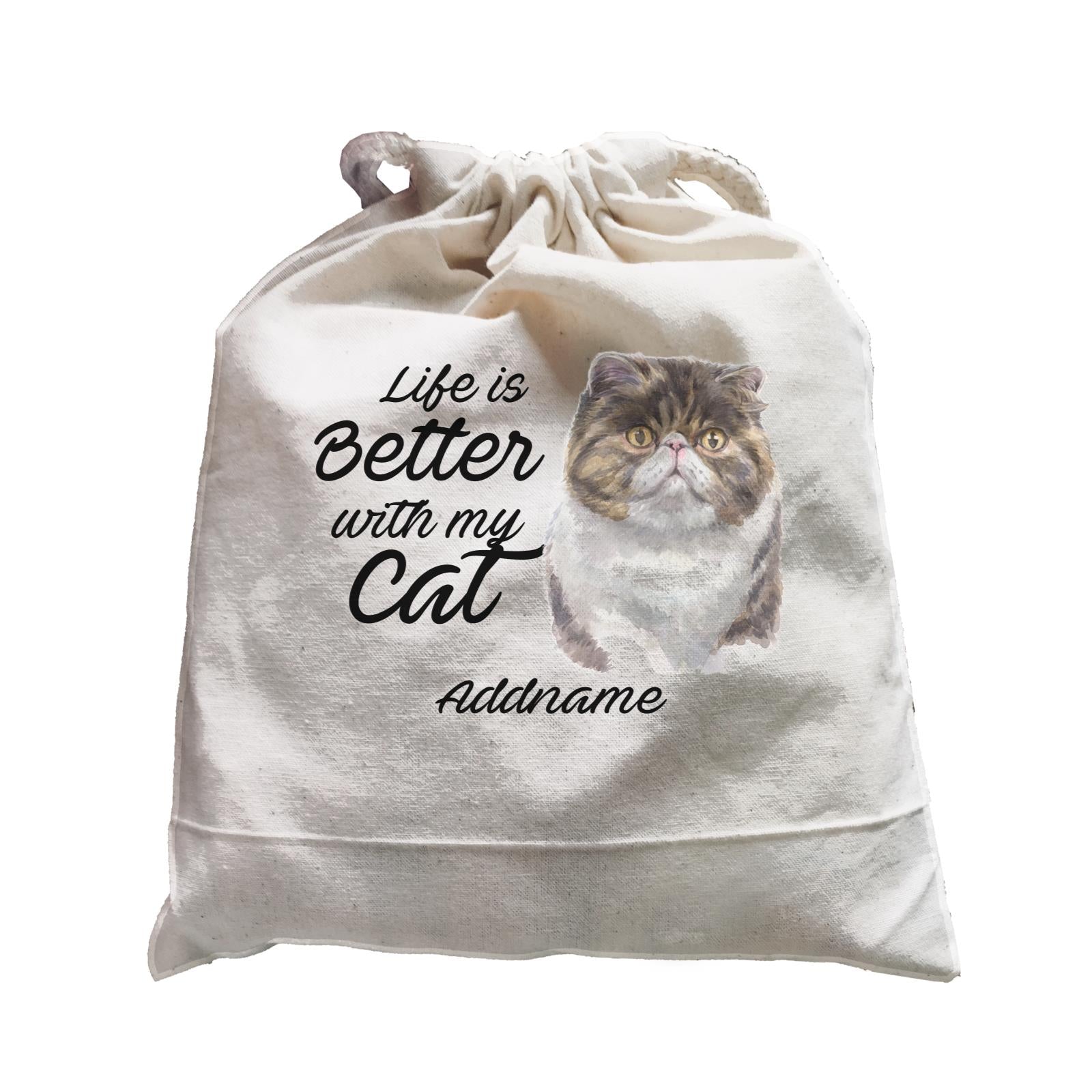 Watercolor Life is Better With My Cat Exotic Shorthair Addname Satchel
