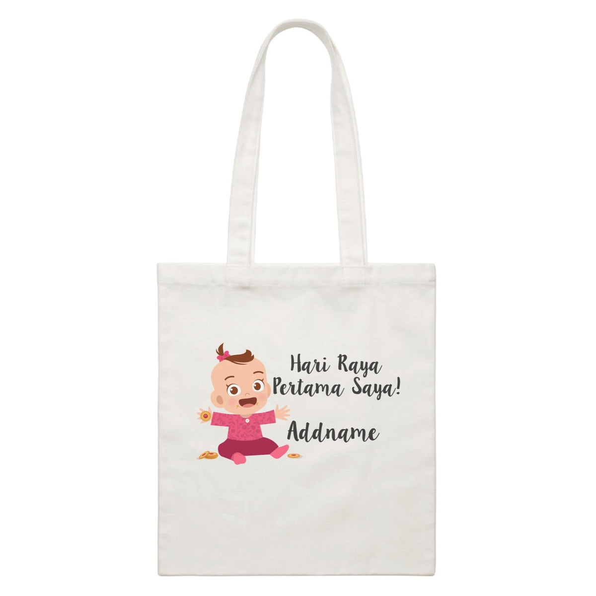 Hari Raya Pertama Saya Baby Girl White Canvas Bag
