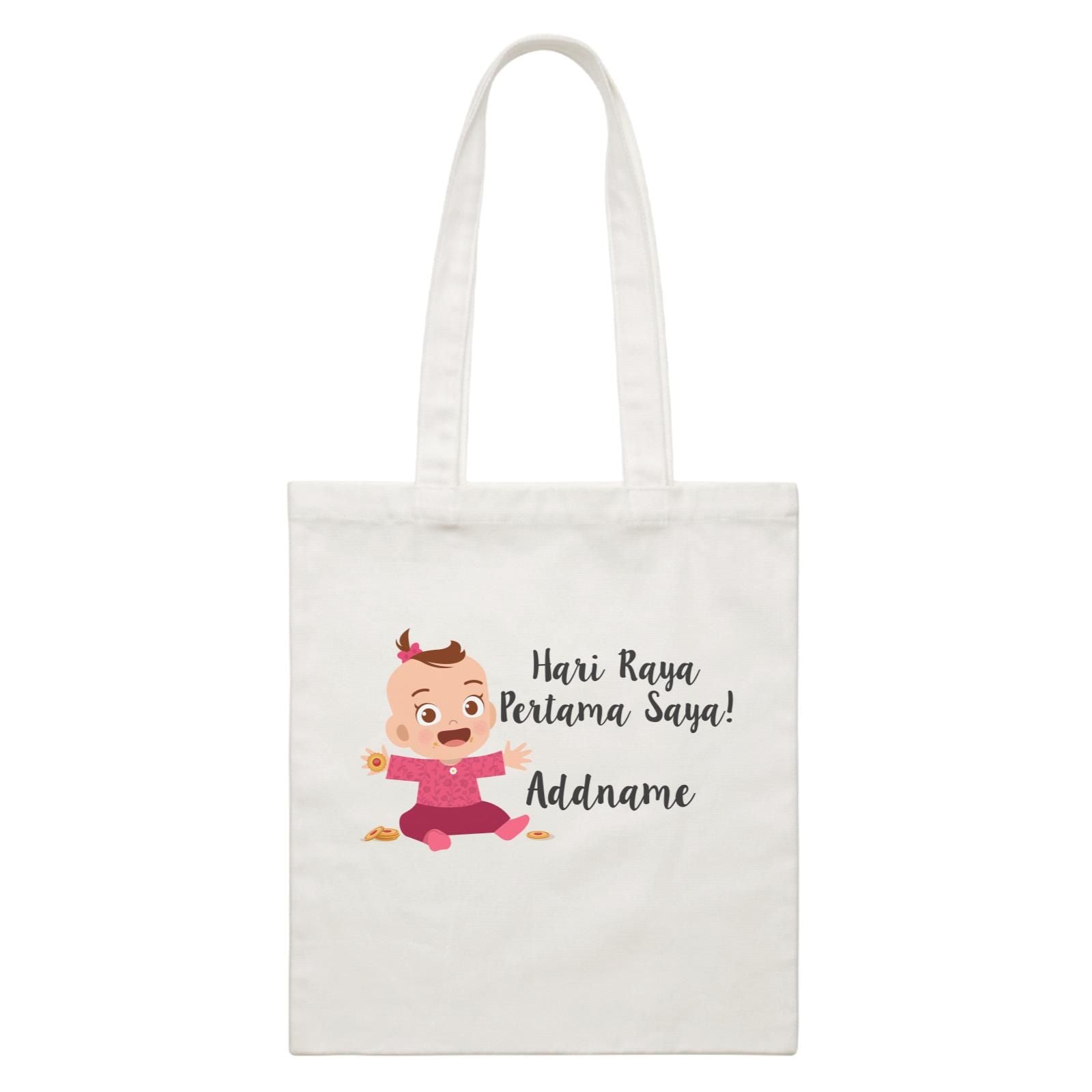 Hari Raya Pertama Saya Baby Girl White Canvas Bag