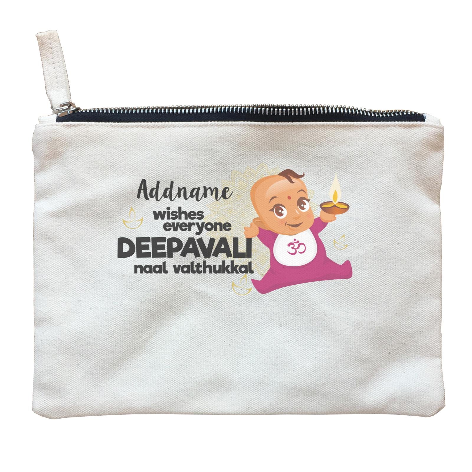 Cute Baby Wishes Everyone Deepavali Addname Zipper Pouch