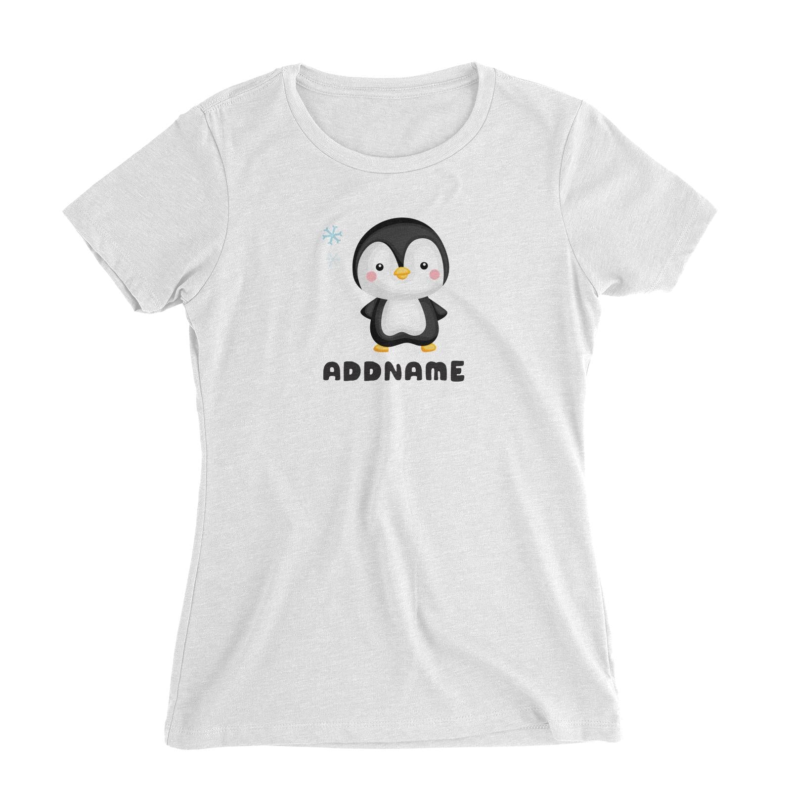 Birthday Winter Animals Small Penguin Addname Women's Slim Fit T-Shirt