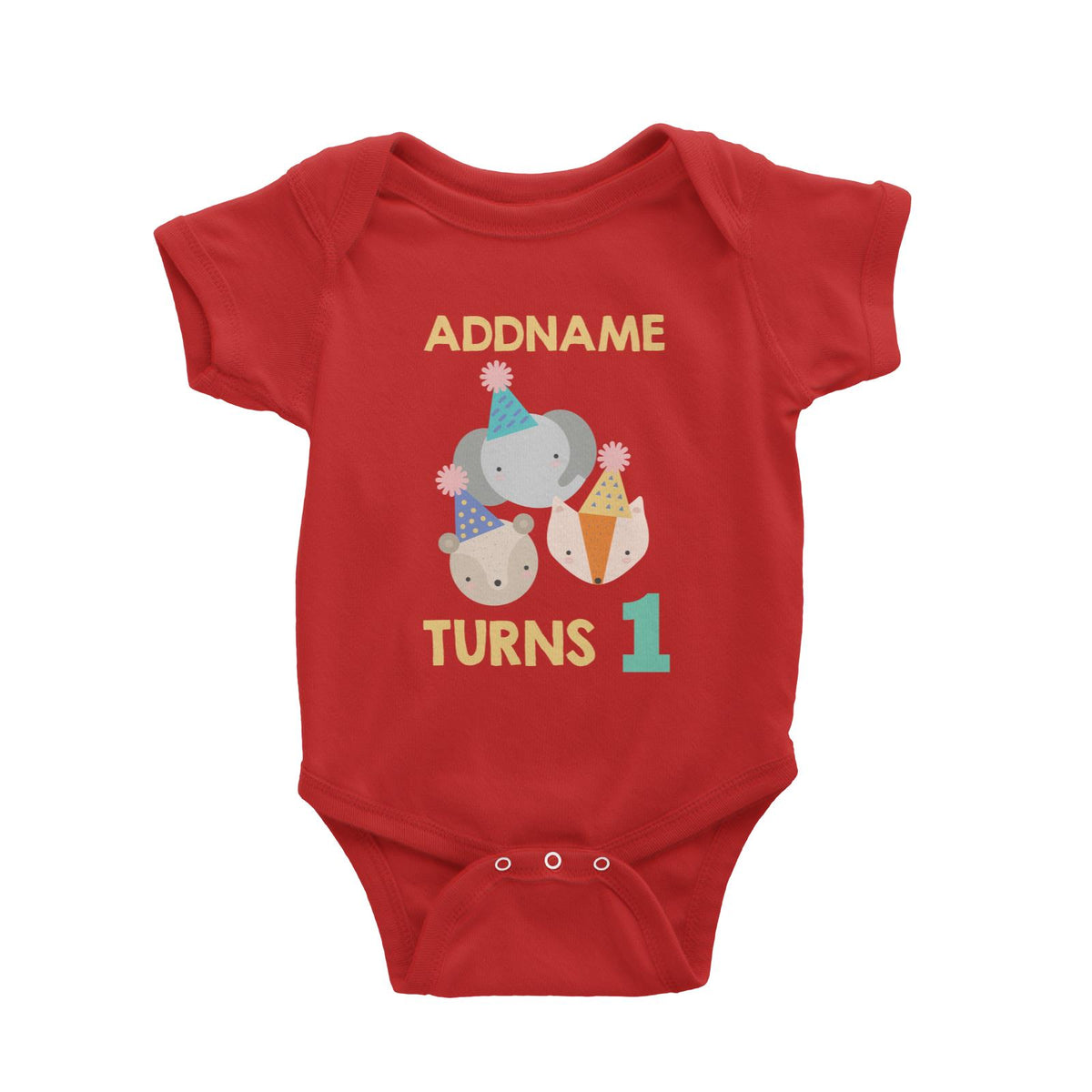 Cute It&#39;s My Birthday Safari Theme with Animals Head Personalizable with Name and Number Baby Romper
