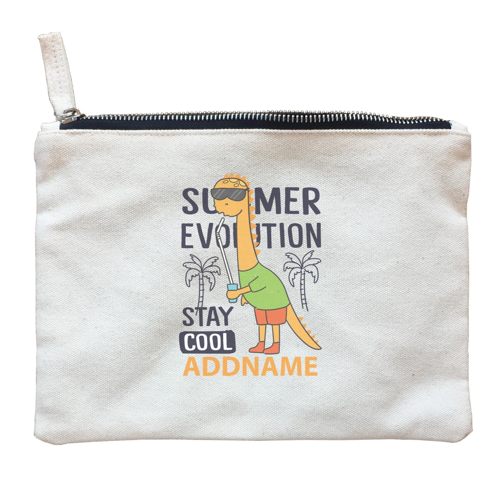 Cool Cute Dinosaur Summer Evolution Stay Cool Addname Zipper Pouch