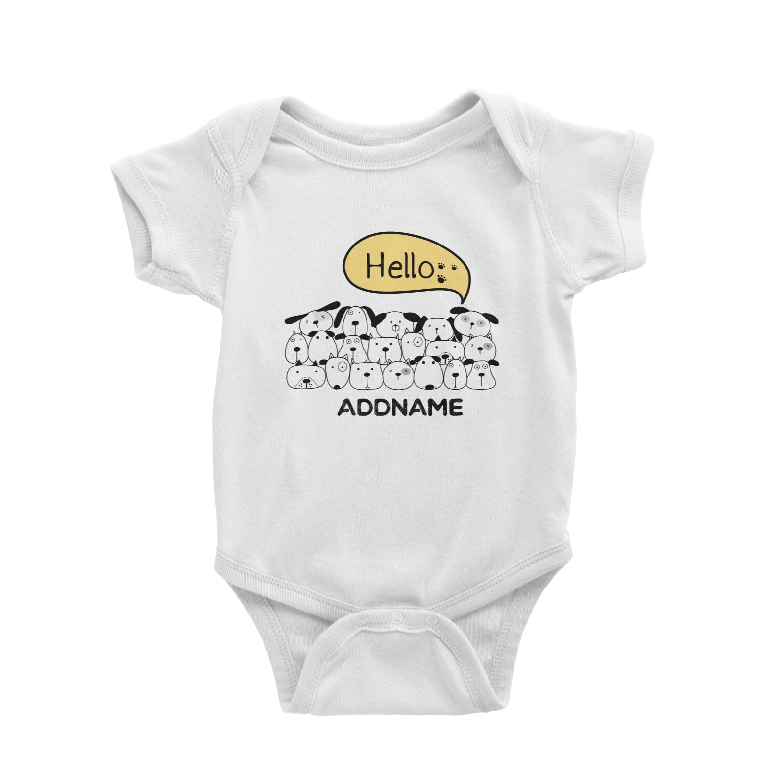 Cute Animals And Friends Series Hello Dogs Group Addname Baby Romper