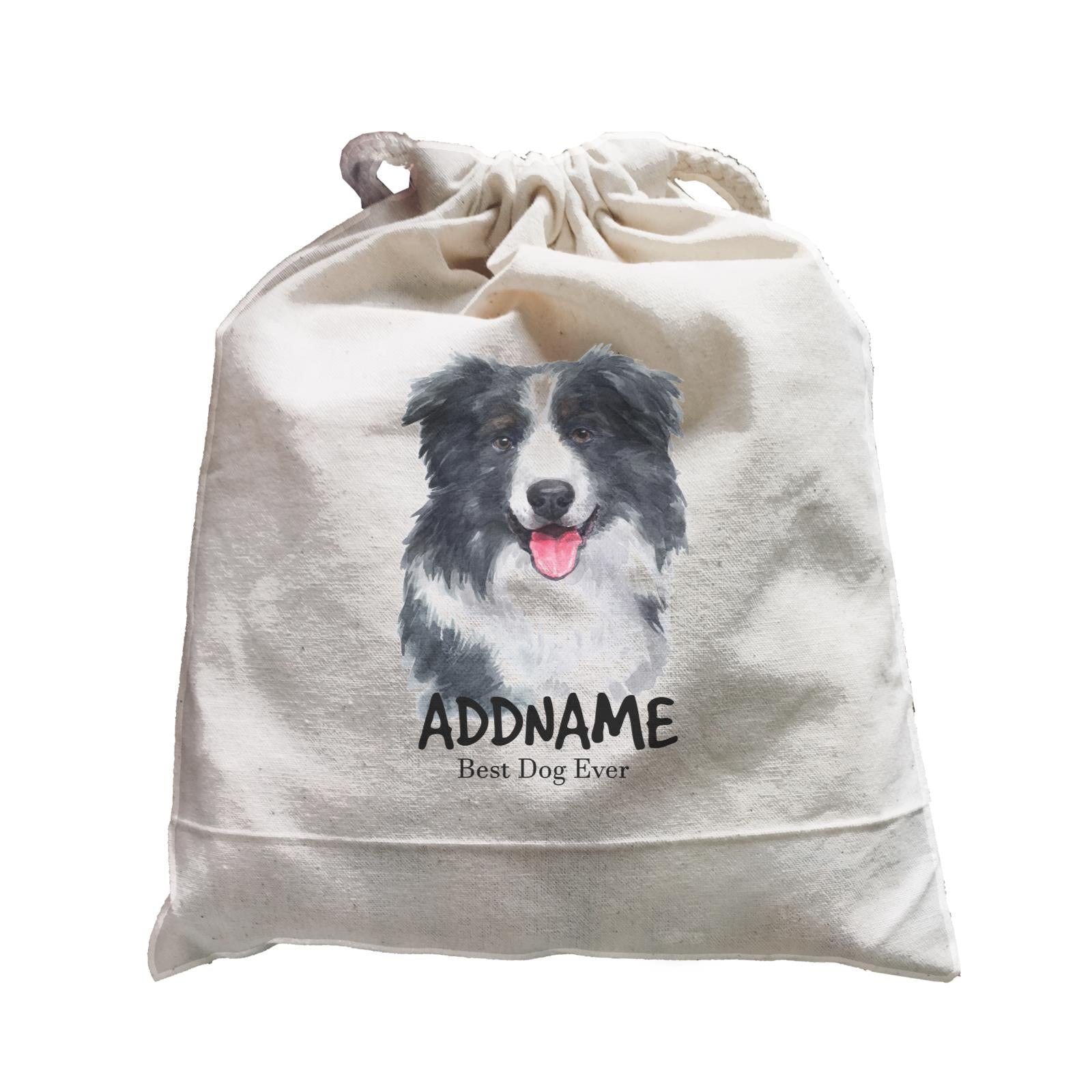 Watercolor Dog Border Collie Smile Best Dog Ever Addname Satchel