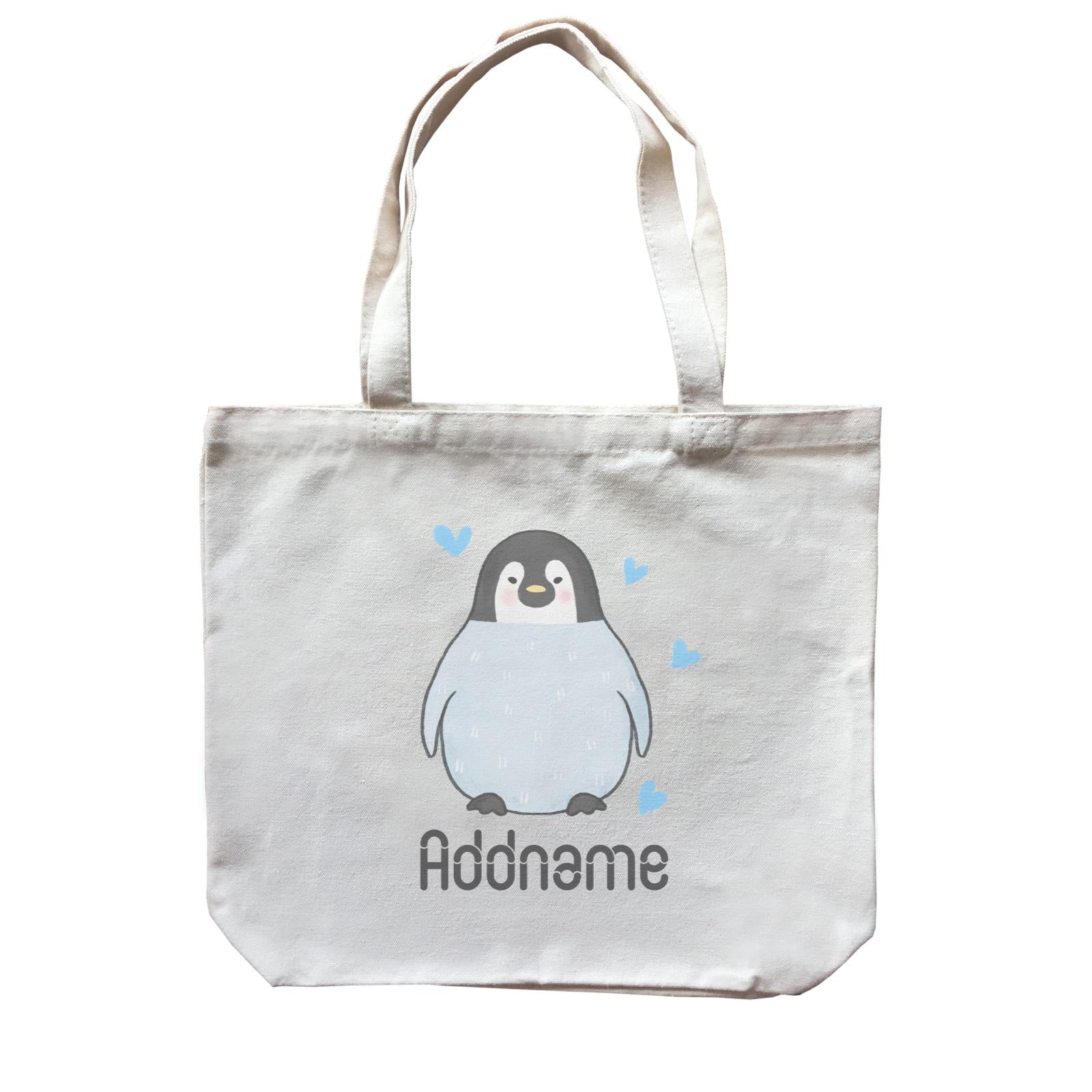 Cute Hand Drawn Style Penguin Addname Canvas Bag