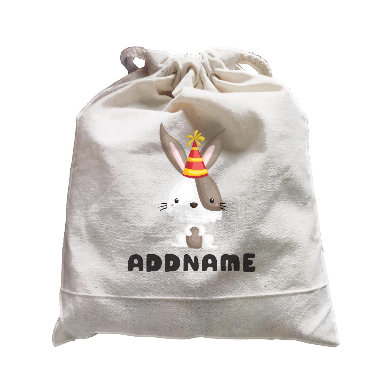 Birthday Friendly Animals Happy Rabbit Wearing Party Hat Addname Satchel