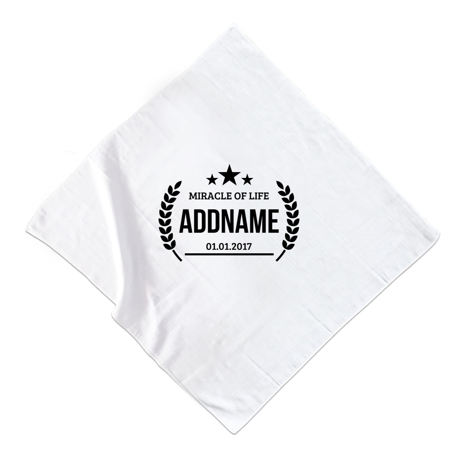 Miracle of Life with Stars Personalizable with Name and Date Muslin Square