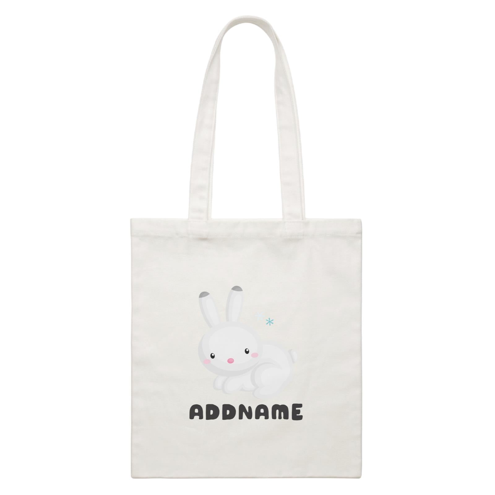 Birthday Winter Animals Snow Rabbit Addname White Canvas Bag