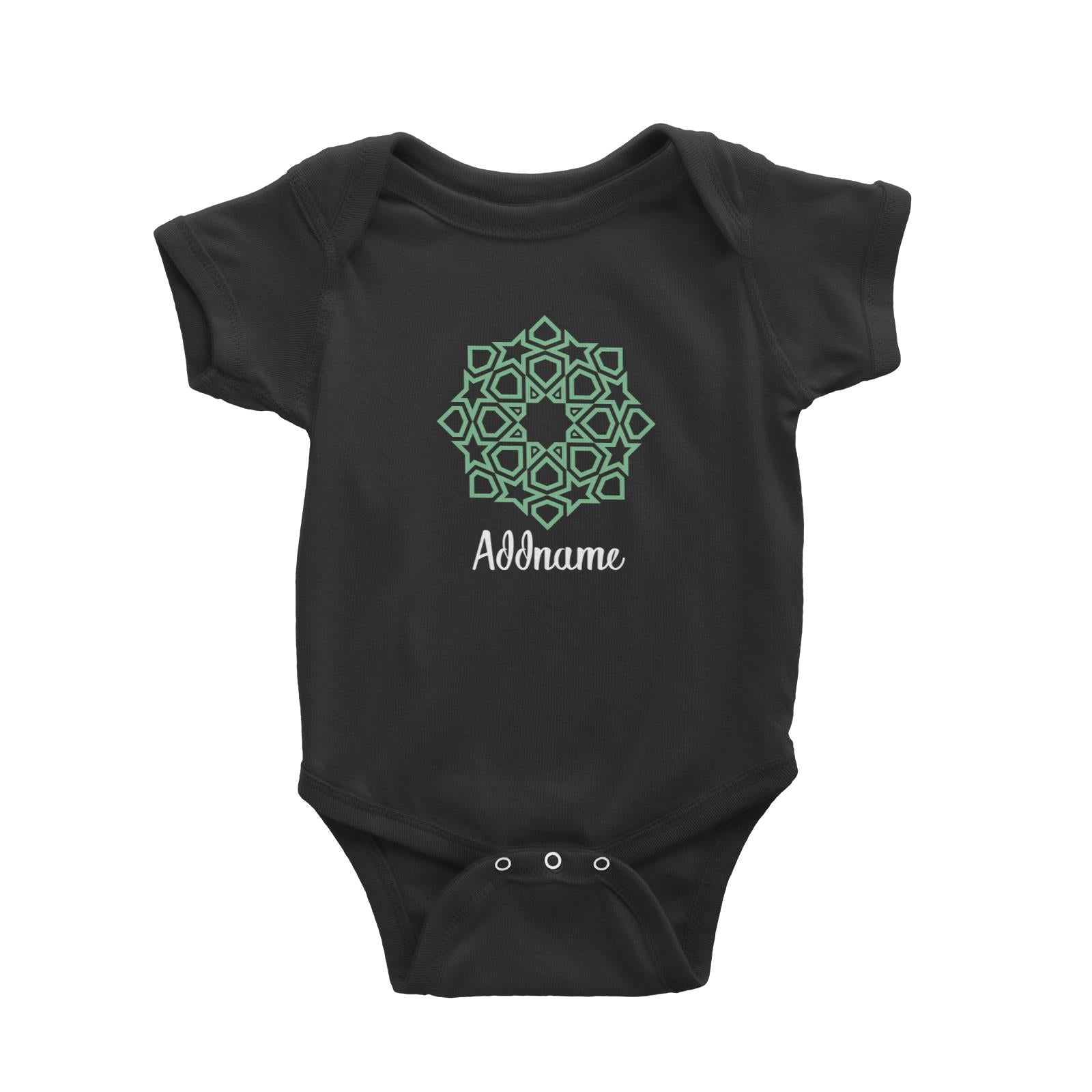 Raya Symbol Green Islamic Geometric Addname Baby Rompers