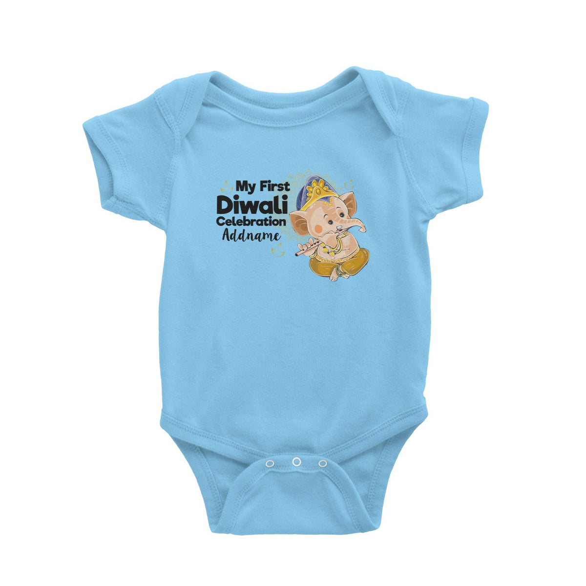 Cute Ganesha My First Diwali Celebration Addname Baby Romper