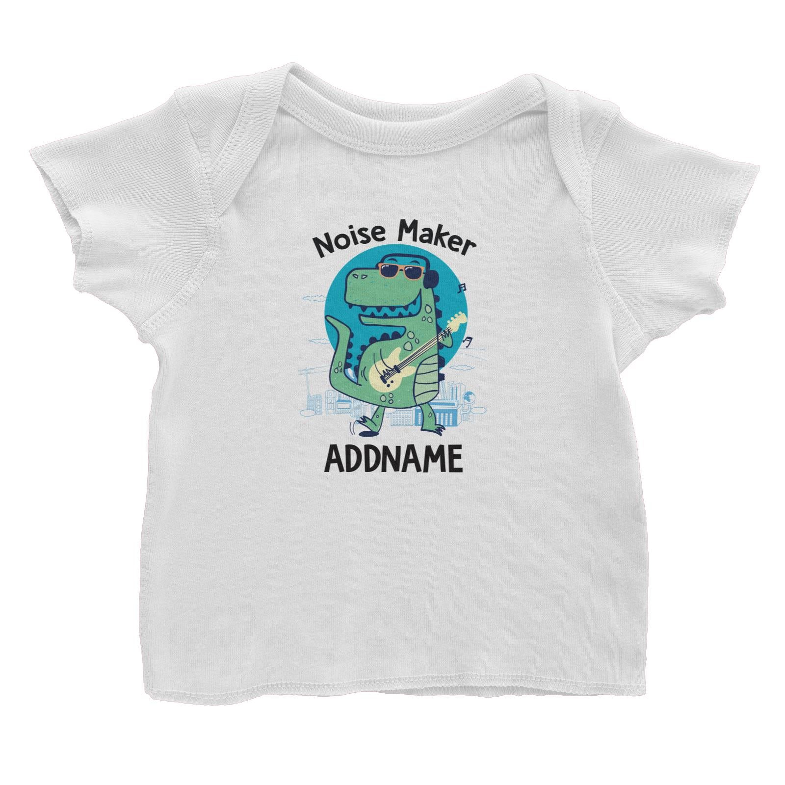 Cool Vibrant Series Noise Maker Rockstar Dinosaur Addname Baby T-Shirt