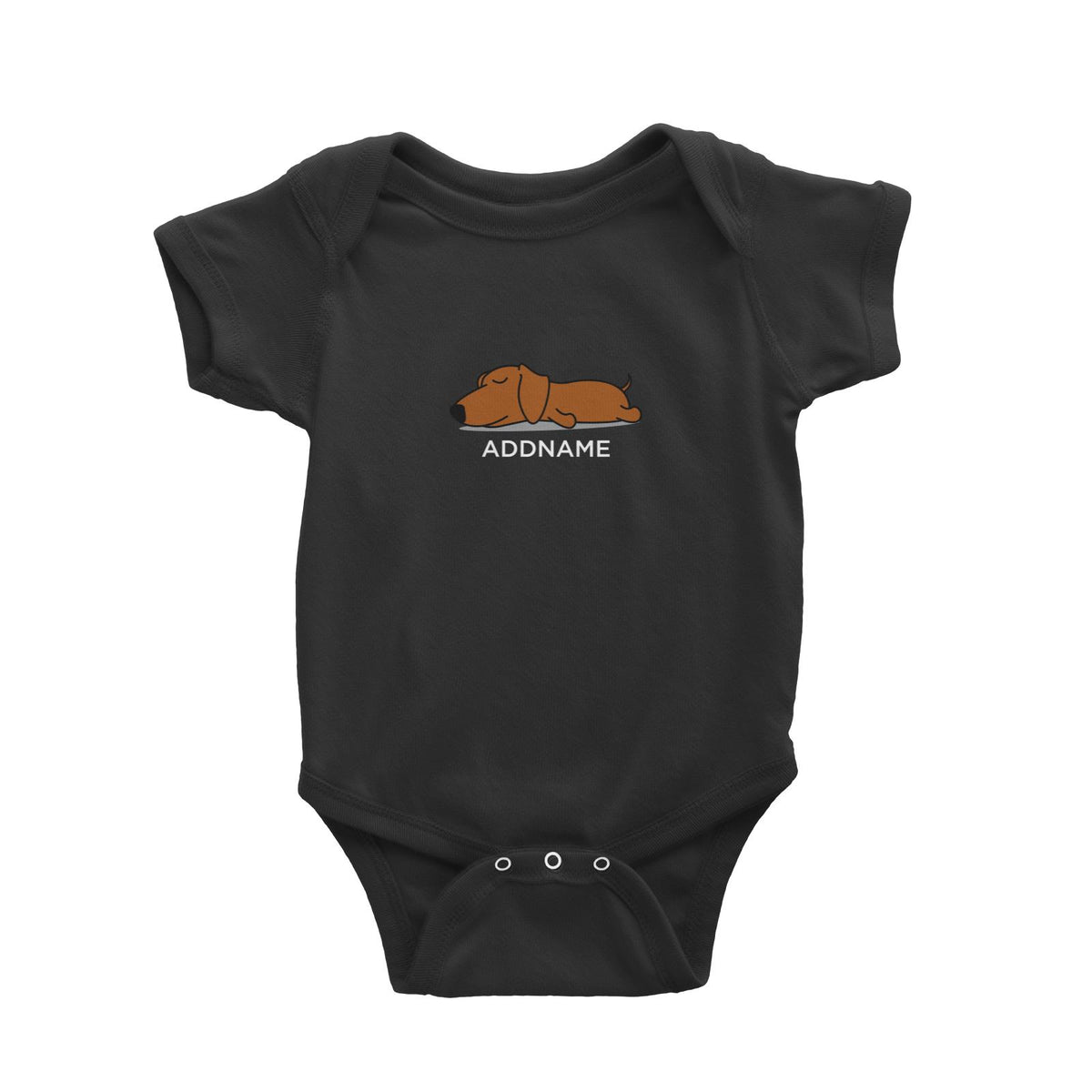 Lazy Daschund Dog Addname Baby Romper