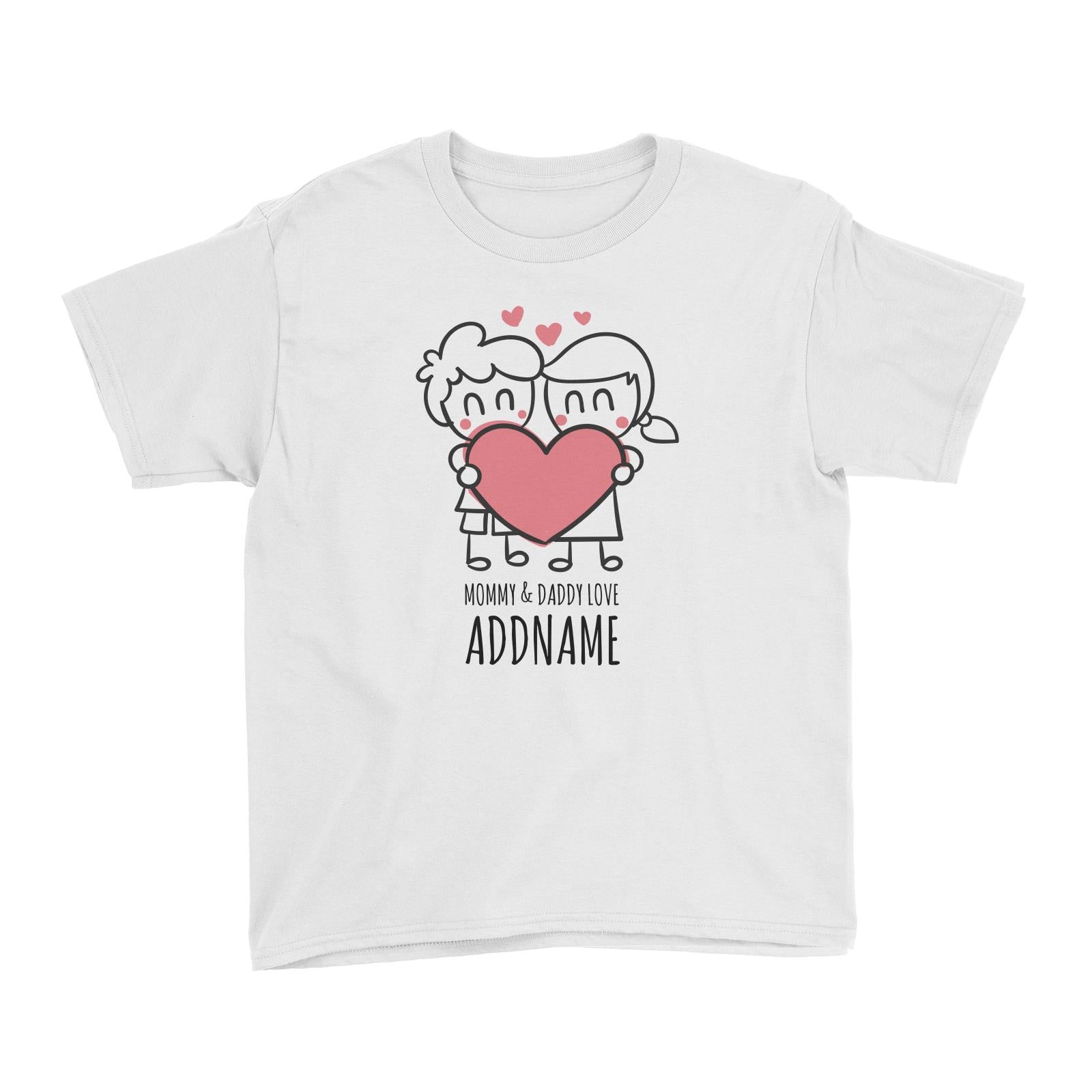 Cartoon Doodle Mommy & Daddy Love White White Kid's T-Shirt  Matching Family Personalizable Designs
