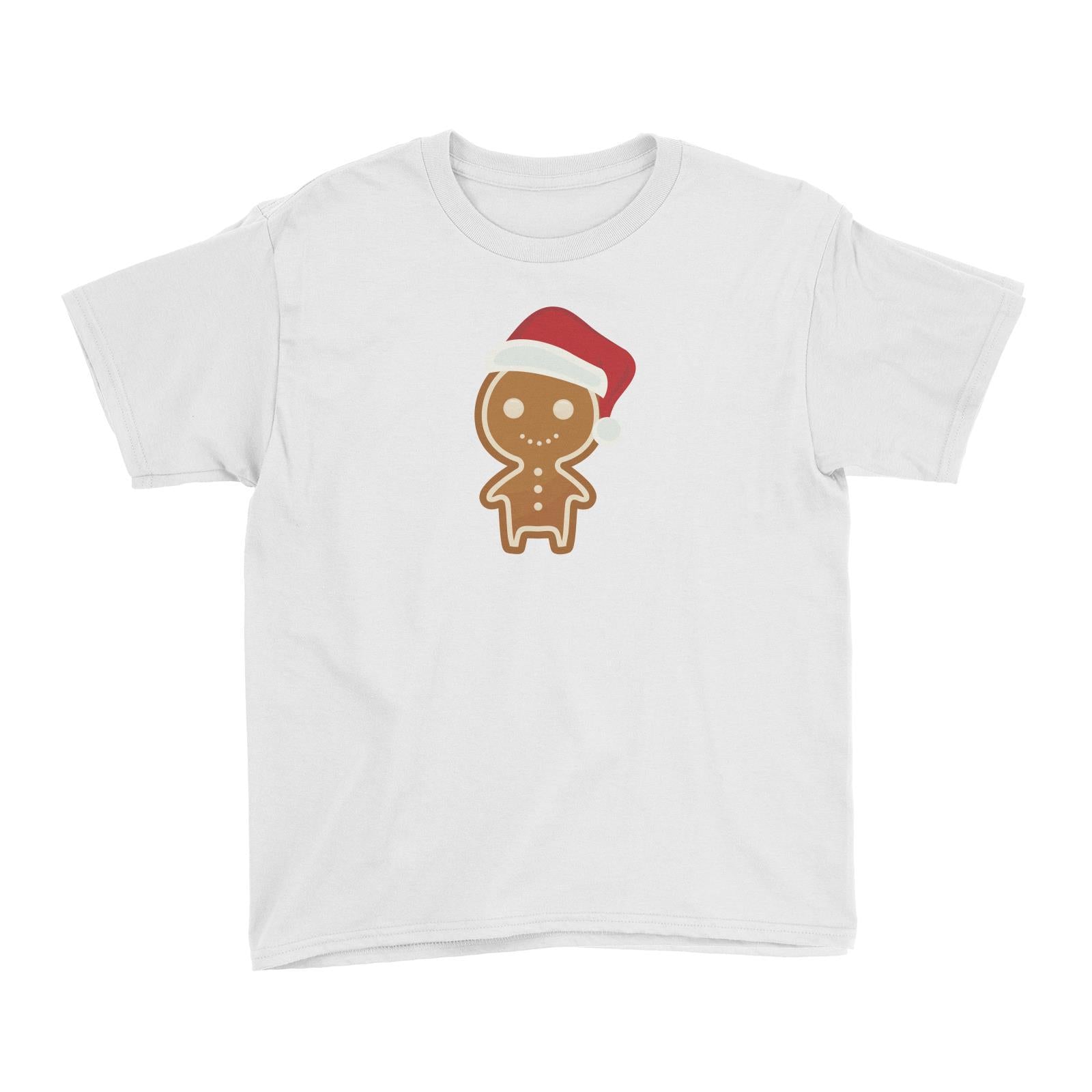 Cute Gingerbread Man with Santa Hat Kid's T-Shirt Christmas Matching Family Funny