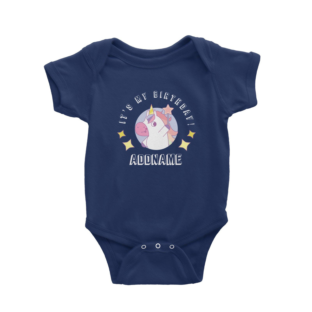 Birthday Unicorn Girl With Magic Wand It's My Birthday Addname Baby Romper