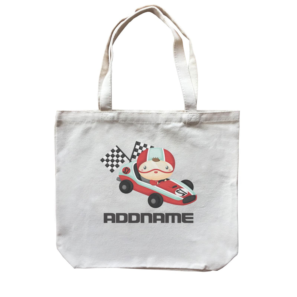 Birthday Cars Race Racer Boy With Racing Cars Addname Canvas Bag