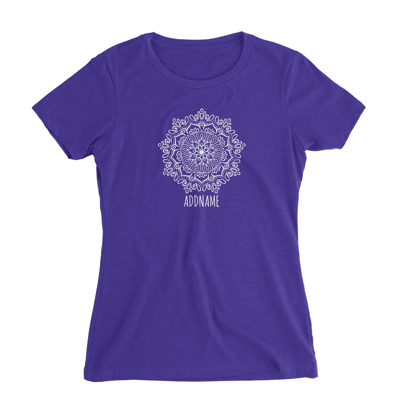 Monochrome Mandala 1 Addname Women's Slim Fit T-Shirt