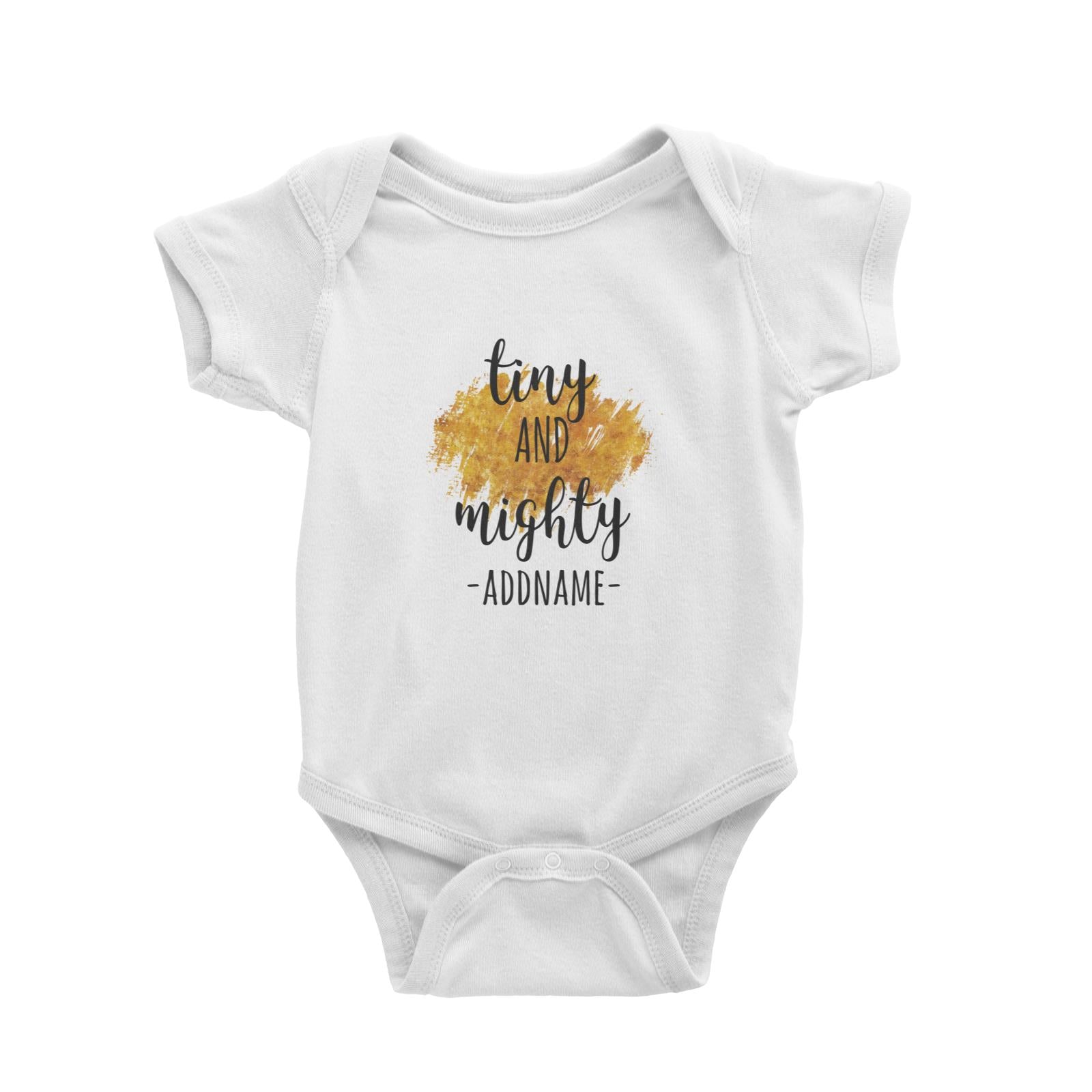 Tiny and Mighty Addname with Watercolour Splash Baby Romper Personalizable Designs Basic Newborn