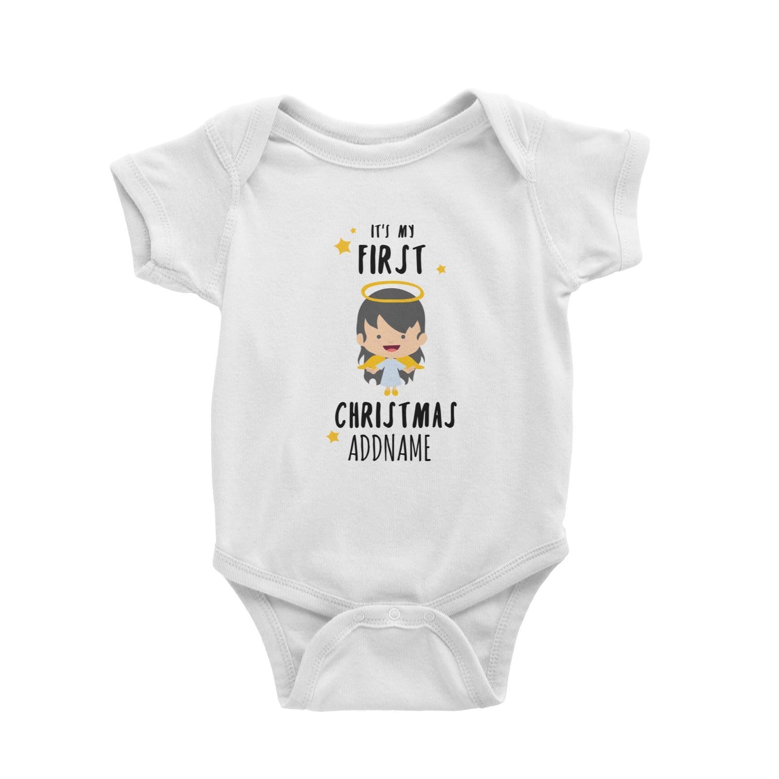 Cute Girl Angel First Christmas Addname Baby Romper  Personalizable Designs