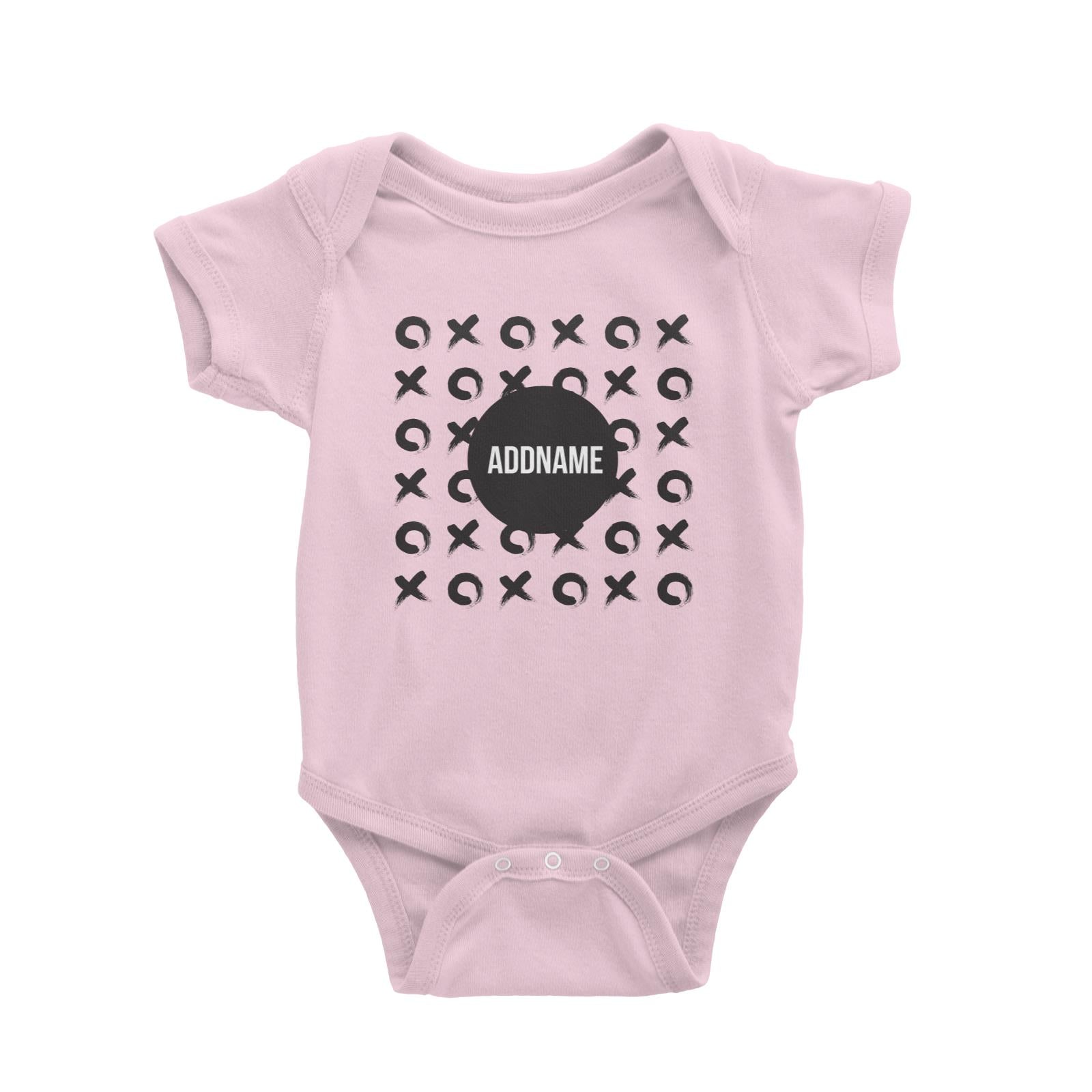 Monochrome Black Tic Tac Toe with Addname Baby Romper