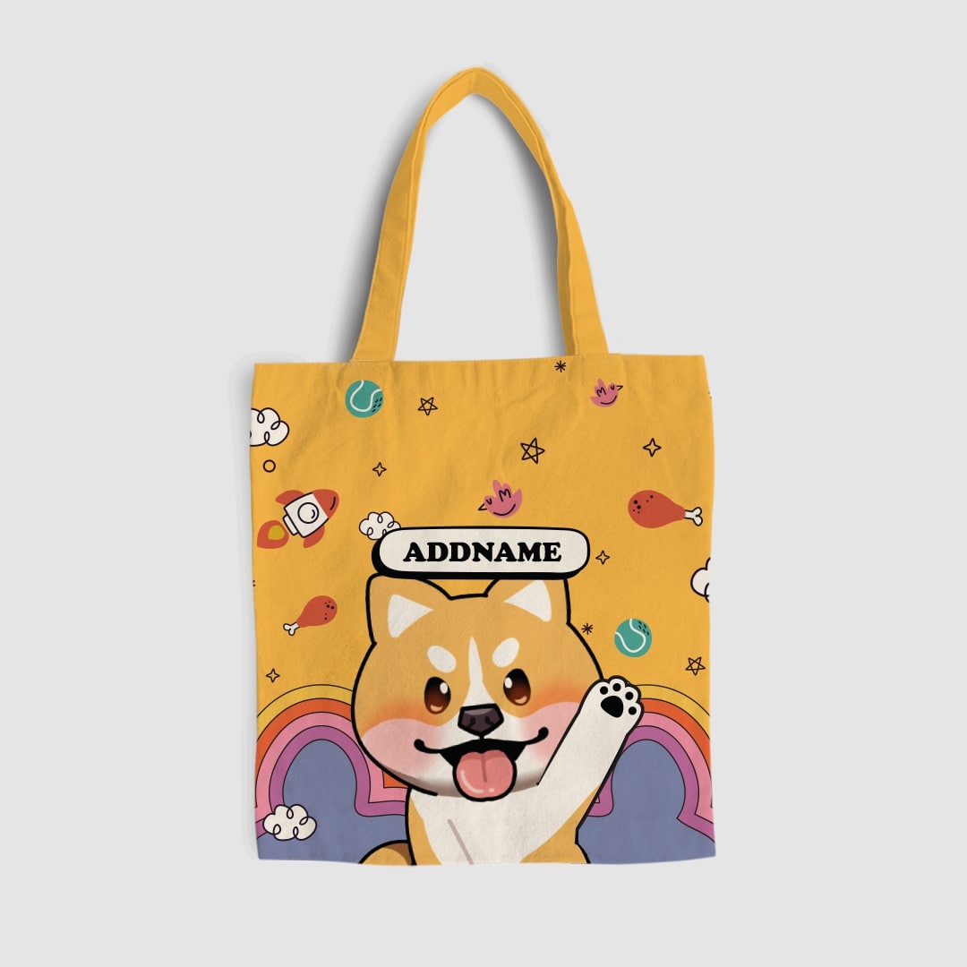 Paw Print Series Full Print Tote Bag - Shiba