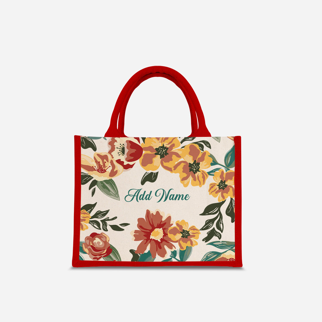 Deborah Series Half Lining Small Jute Bag - Taupe Red