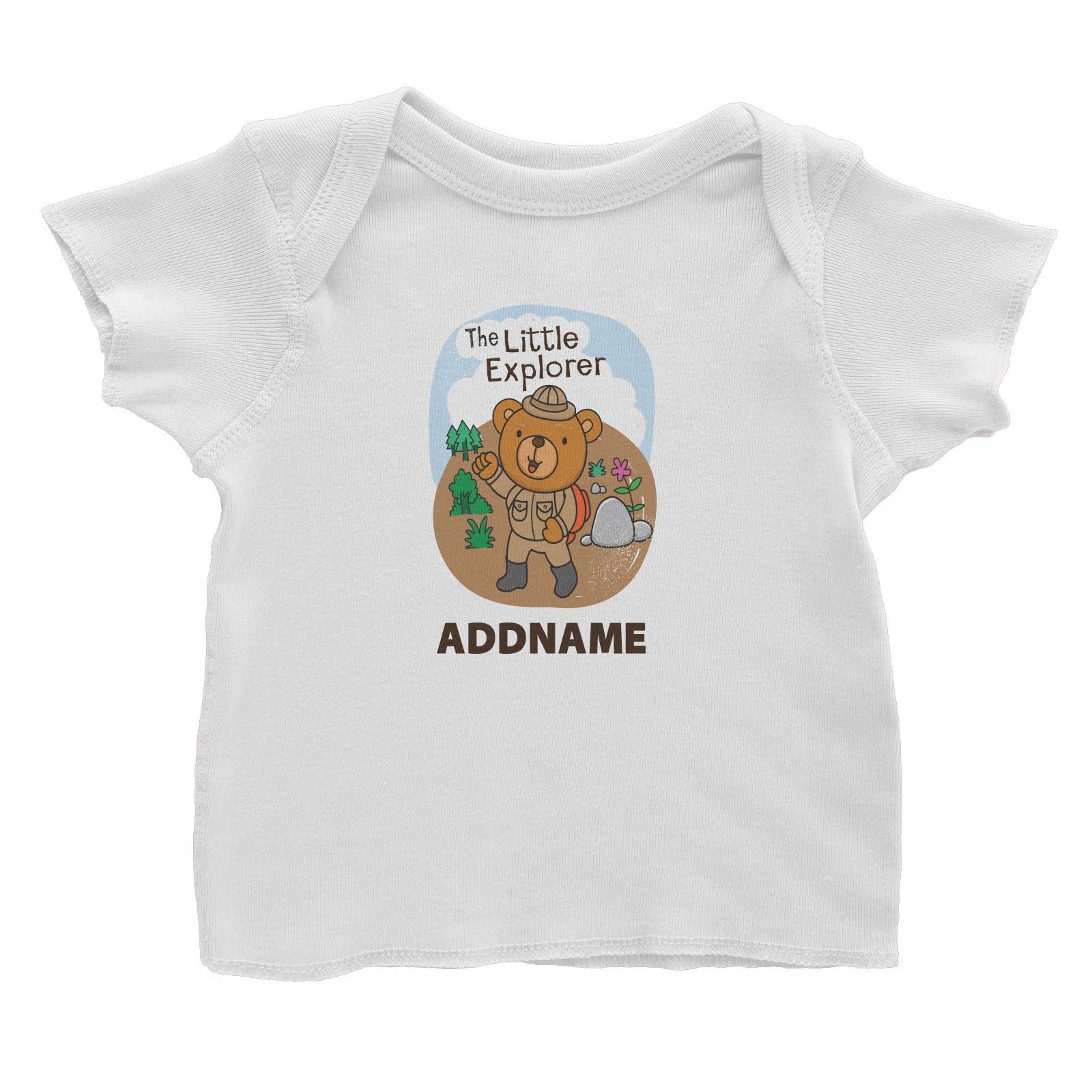 Cool Cute Animals Bear The Little Explorer Addname Baby T-Shirt
