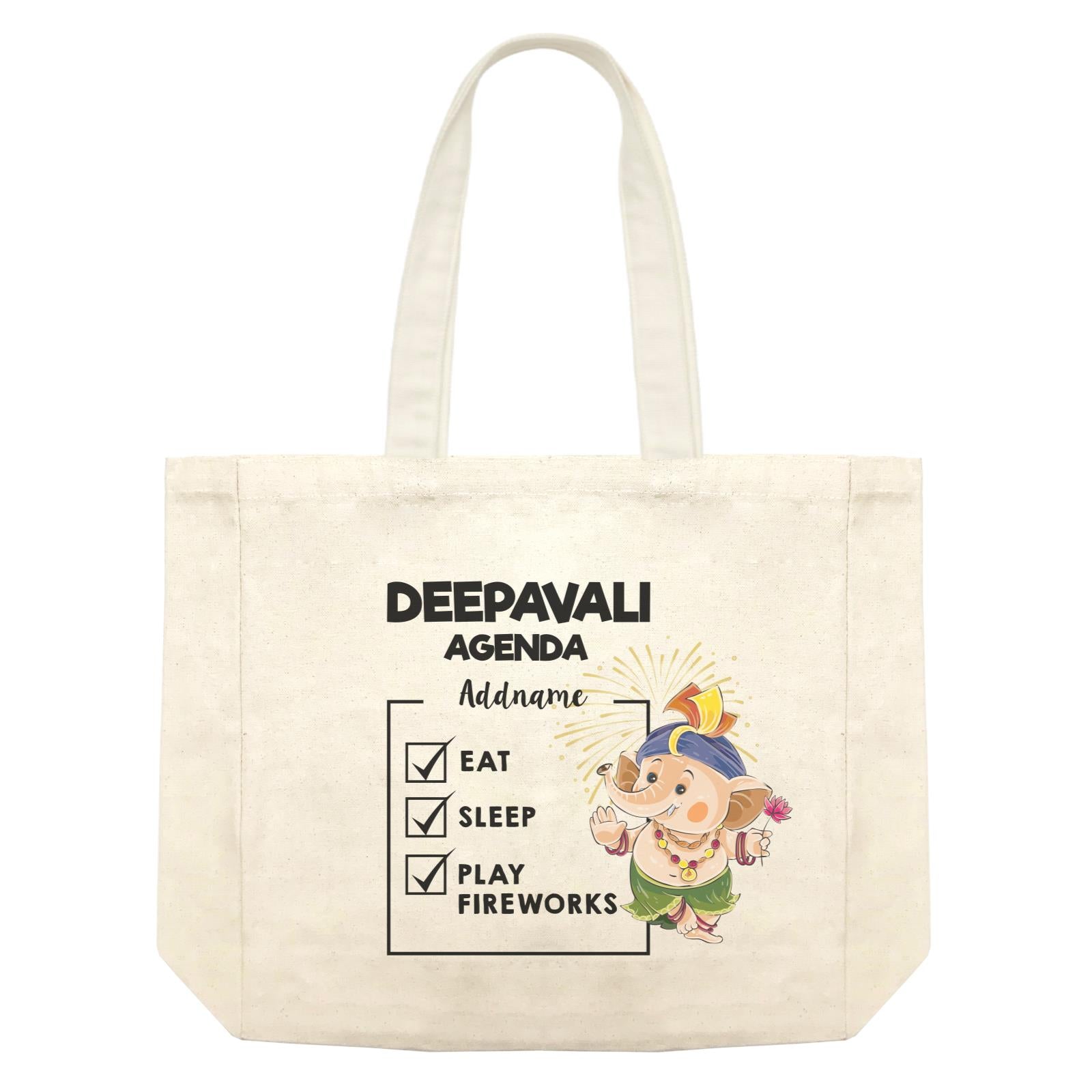 Cute Ganesha Fireworks Addname Deepavali Agenda Shopping Bag