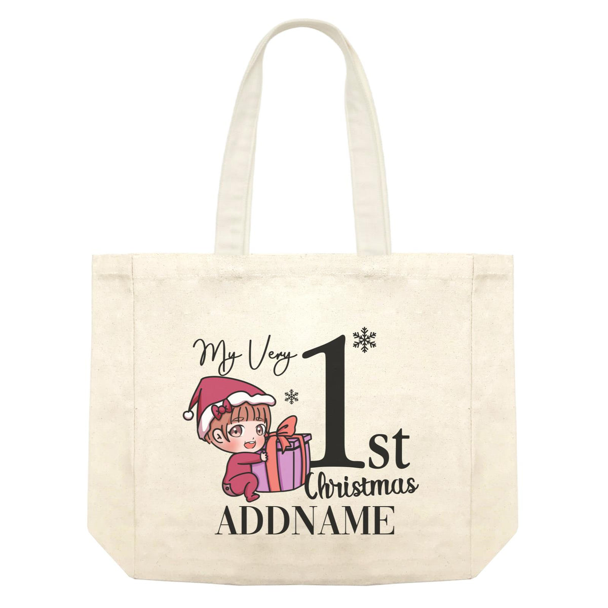 Xmas Christmas Chibi Family My Very 1st Christmas Baby Girl Holding Present Shopping Bag