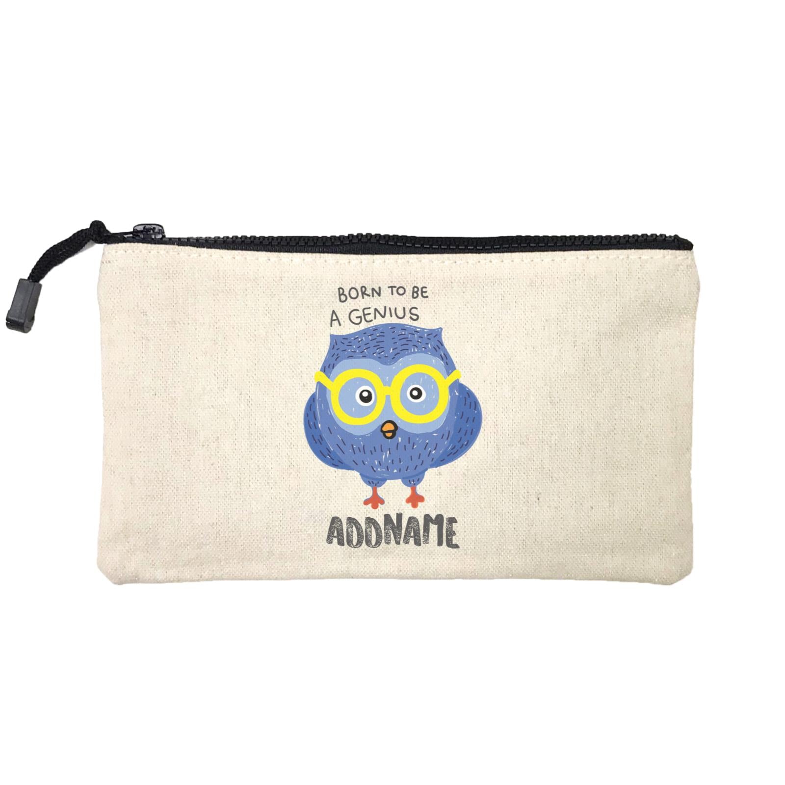 Cool Cute Animals Owl Born To Be A Genius Addname Mini Accessories Stationery Pouch
