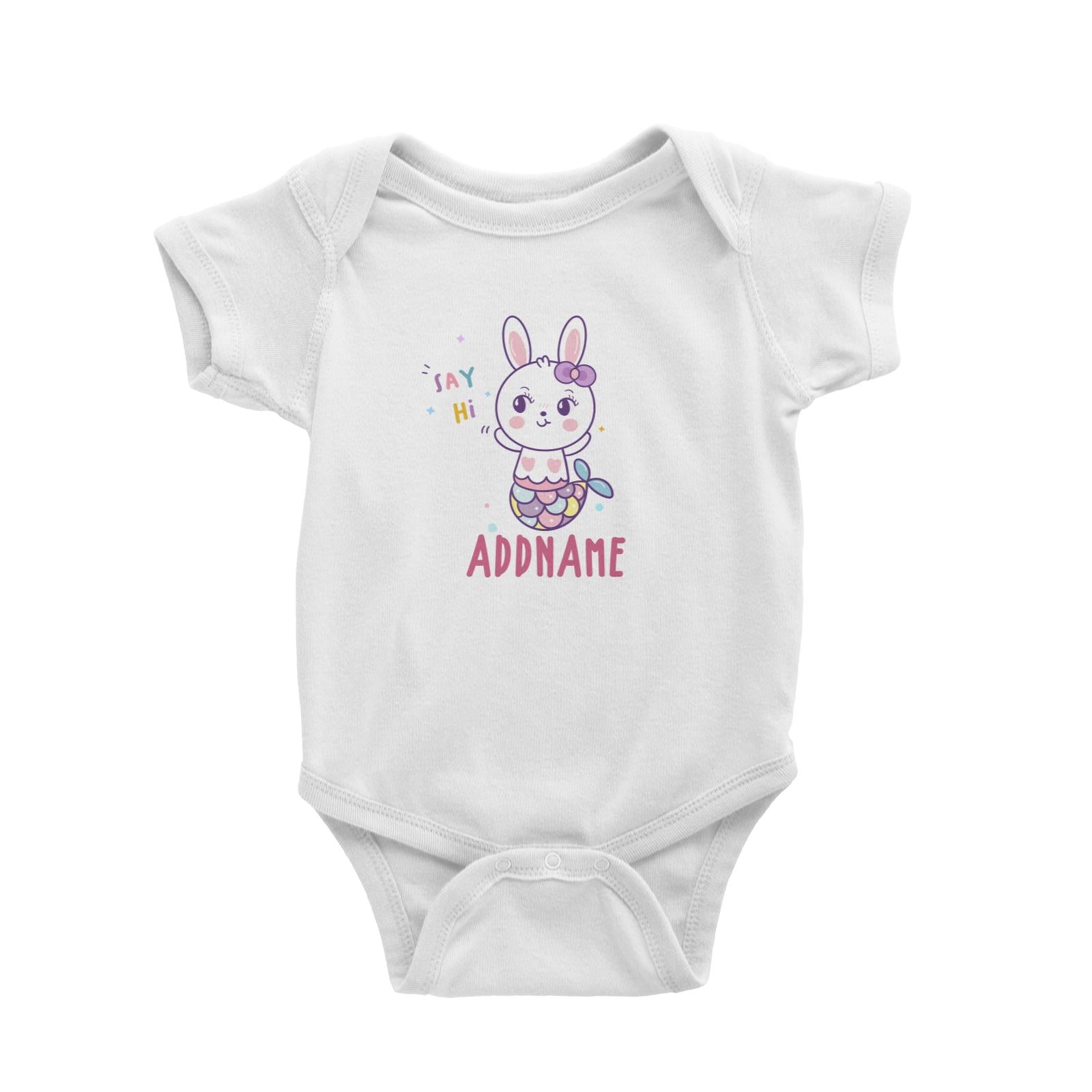 Unicorn And Princess Series Cute Say Hi Rabbit Mermaid Addname Baby Romper