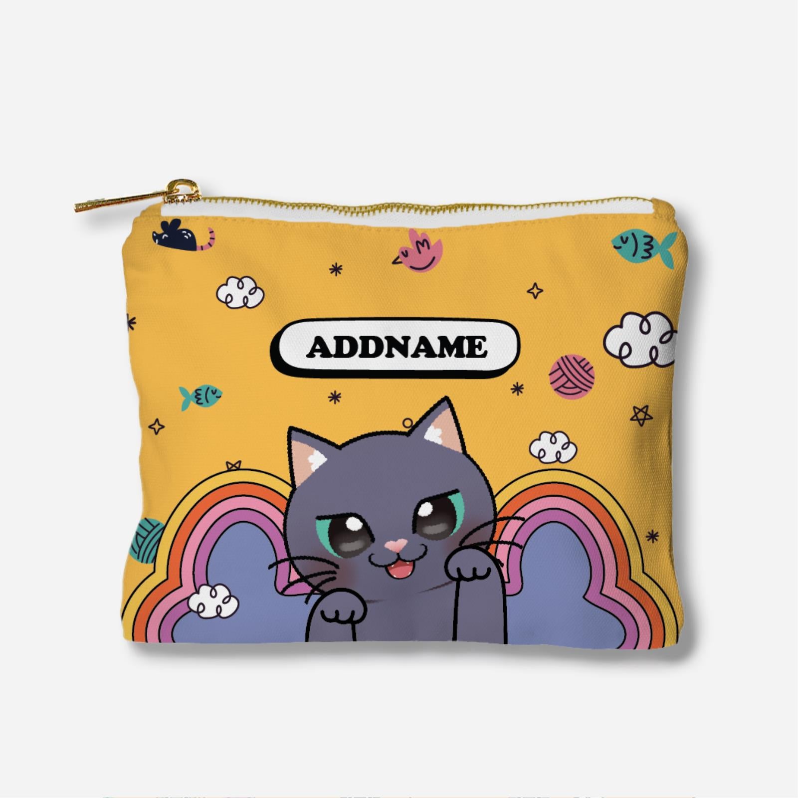 Paw Print Series Full Print Zipper Pouch - Blue Cat