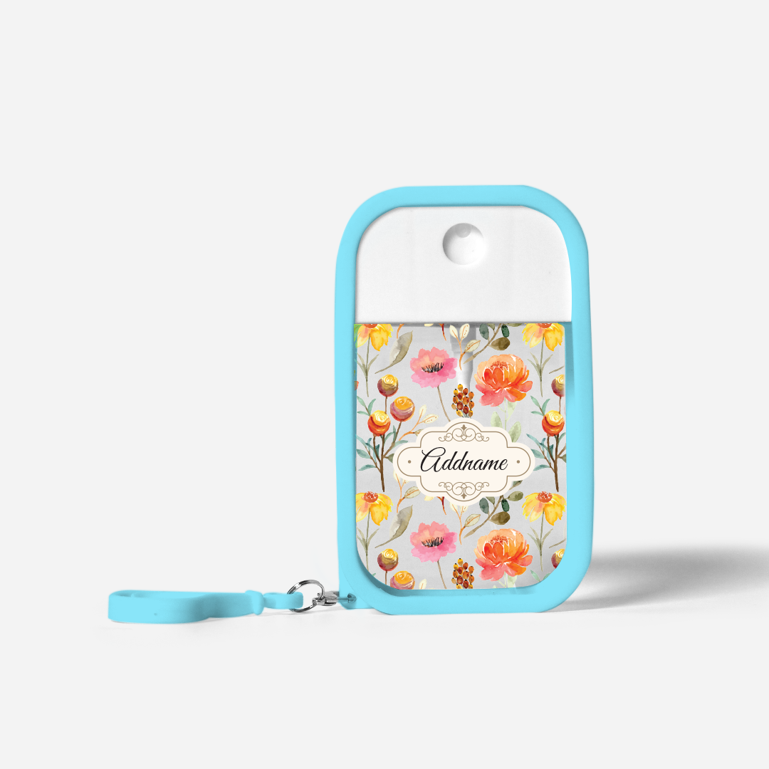 Laura Series Refillable Hand Sanitizer with Personalisation - Carnelian Light BLue
