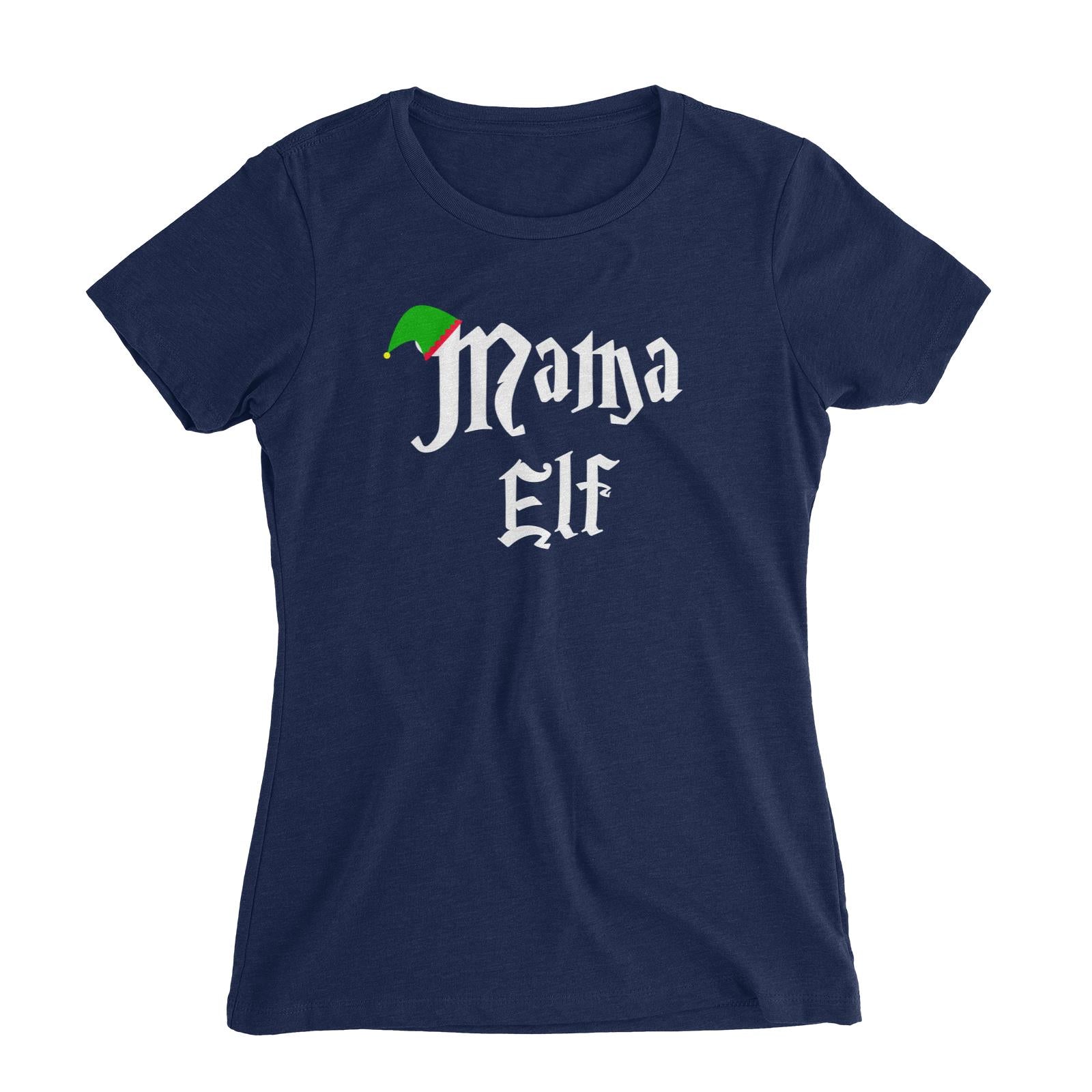Mama Elf With Hat Women's Slim Fit T-Shirt Christmas Matching Family