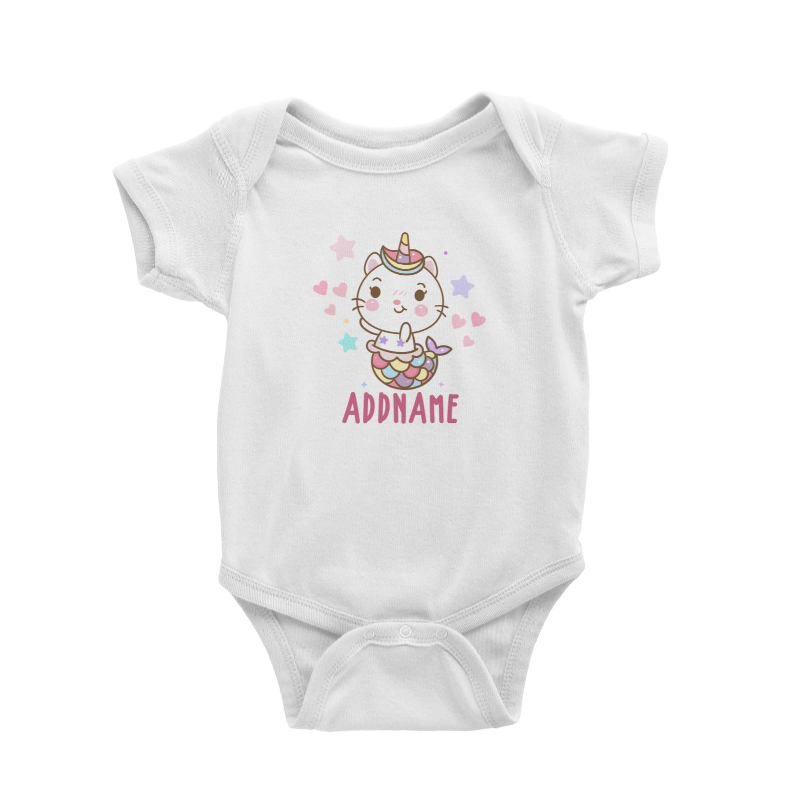 Unicorn And Princess Series Cute Shy Cat Mermaid Addname Baby Romper
