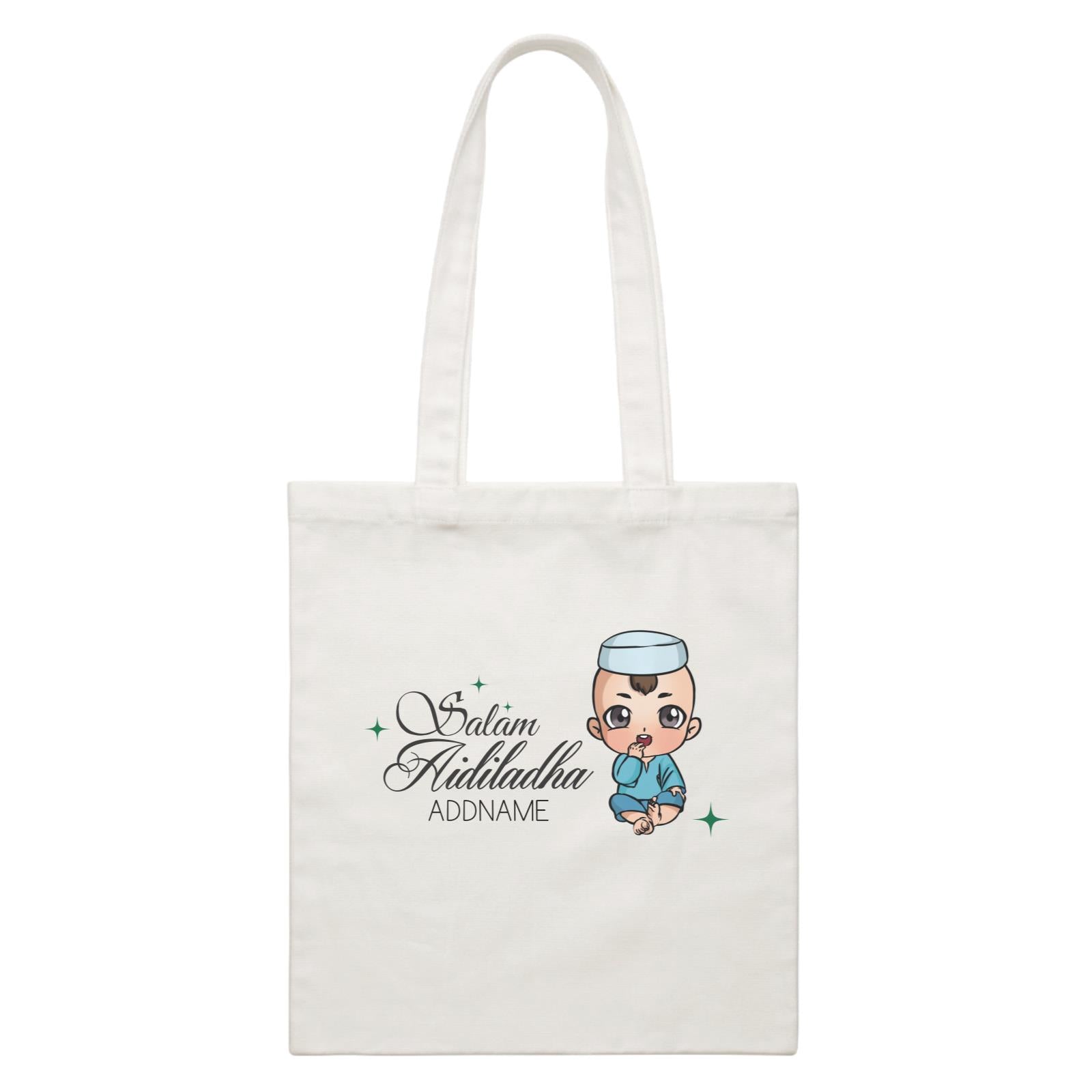 Raya Chibi Wishes Baby Boy Addname Wishes Salam Aidiladha Addname White White Canvas Bag