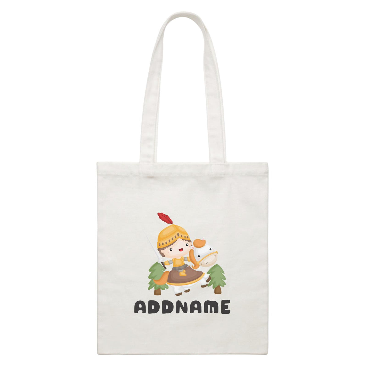 Birthday Royal Knight Boy Ridding Horse Addname White Canvas Bag