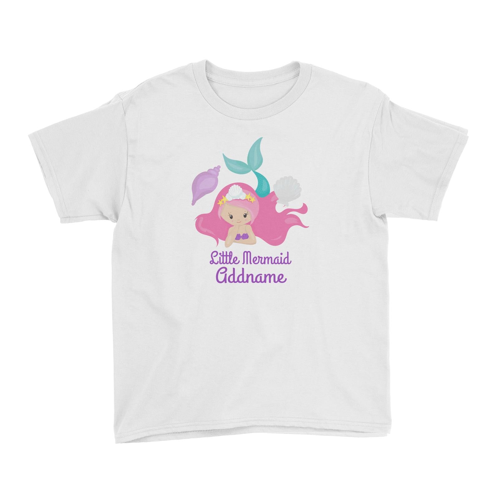 Little Mermaid Lying Down with Seashells Addname Kid's T-Shirt