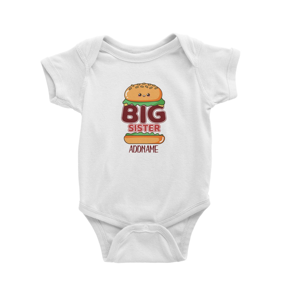 Cute Burger Big Sister Baby Romper
