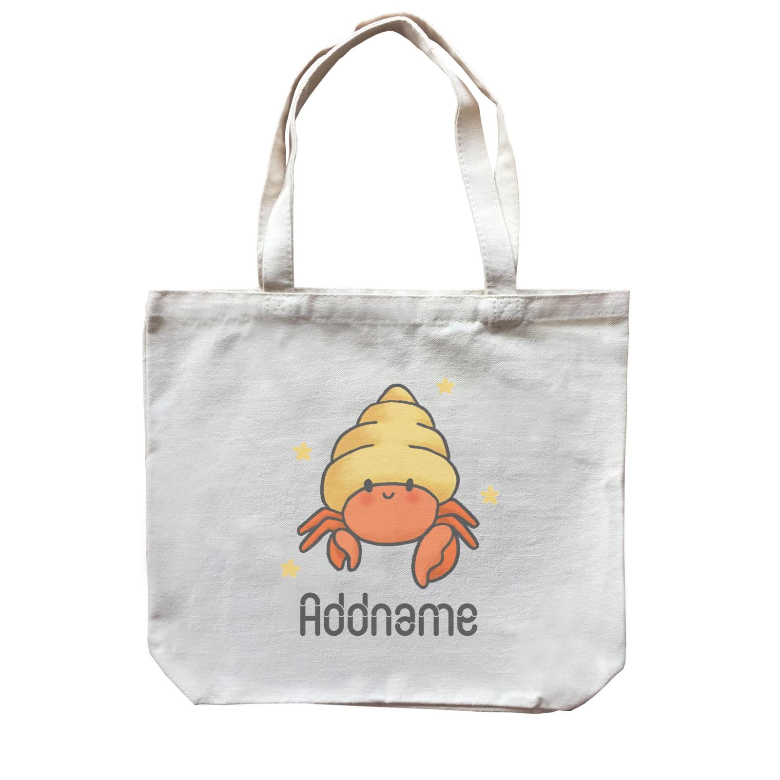 Cute Hand Drawn Style Hermit Crab Addname Canvas Bag
