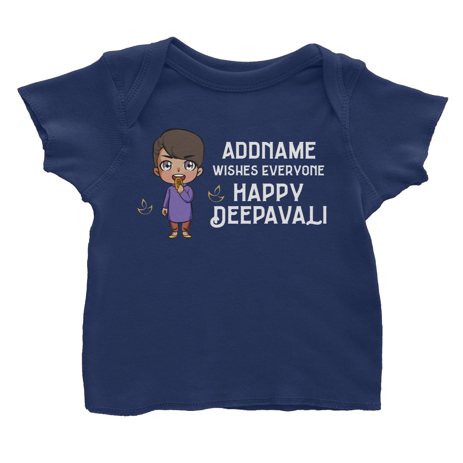 Deepavali Chibi Little Boy Front Addname Wishes Everyone Deepavali Baby T-Shirt